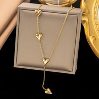 304 Stainless Steel 18K Gold Plated Vintage Style Streetwear Plating Heart Shape Bracelets Necklace main image 4