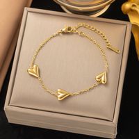 304 Stainless Steel 18K Gold Plated Vintage Style Streetwear Plating Heart Shape Bracelets Necklace main image 5