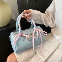 Women's Medium Pu Leather Solid Color Bow Knot Streetwear Cylindrical Zipper Crossbody Bag main image 5