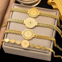 304 Stainless Steel 18K Gold Plated Vintage Style Classic Style Commute Polishing Plating Portrait Flower Bracelets main image 1