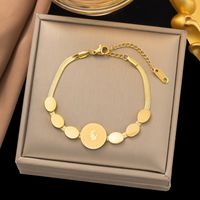 304 Stainless Steel 18K Gold Plated Vintage Style Classic Style Commute Polishing Plating Portrait Flower Bracelets main image 4