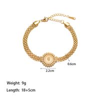 304 Stainless Steel 18K Gold Plated Vintage Style Classic Style Commute Polishing Plating Portrait Flower Bracelets main image 2