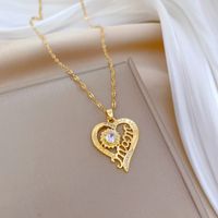 Titanium Steel Copper MAMA Simple Style Classic Style Hollow Out Inlay Letter Heart Shape Flower Zircon Pendant Necklace sku image 1