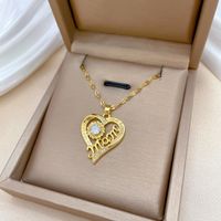 Titanium Steel Copper MAMA Simple Style Classic Style Hollow Out Inlay Letter Heart Shape Flower Zircon Pendant Necklace main image 4