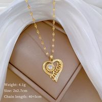 Titanium Steel Copper MAMA Simple Style Classic Style Hollow Out Inlay Letter Heart Shape Flower Zircon Pendant Necklace main image 2