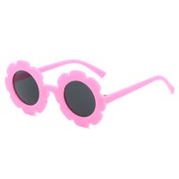 Cute Funny Solid Color Flower Ac Round Frame Polygon Flowers Full Frame Kids Sunglasses main image 4