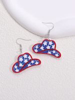 1 Pair Casual National Flag Star Printing Arylic Pu Leather Drop Earrings main image 10