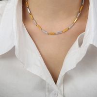 304 Stainless Steel 18K Gold Plated Basic Modern Style Classic Style Geometric Argyle Bracelets Necklace main image 6