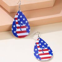 1 Pair Casual National Flag Star Printing Arylic Pu Leather Drop Earrings main image 6
