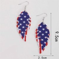 1 Pair Casual National Flag Star Printing Arylic Pu Leather Drop Earrings main image 4