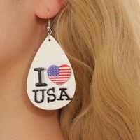 1 Pair Casual National Flag Star Printing Arylic Pu Leather Drop Earrings main image 8