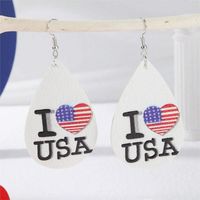 1 Pair Casual National Flag Star Printing Arylic Pu Leather Drop Earrings main image 7