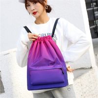 Waterproof Gradient Color Casual Travel Drawstring Backpack main image 5