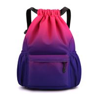 Waterproof Gradient Color Solid Color Casual Travel Drawstring Backpack main image 2