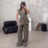 Daily Women's Simple Style Solid Color Polyester Pants Sets Pants Sets main image 1