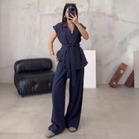 Daily Women's Simple Style Solid Color Polyester Pants Sets Pants Sets main image 3