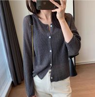 Women's Cardigan Long Sleeve Blouses Vacation Solid Color main image 4