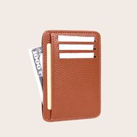 Men's Solid Color Pu Leather Open Card Holder main image 3