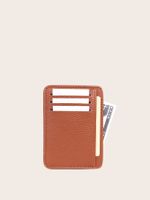 Men's Solid Color Pu Leather Open Card Holder main image 5