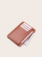 Men's Solid Color Pu Leather Open Card Holder main image 4