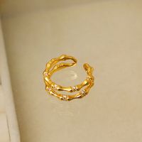 Copper 18K Gold Plated IG Style Simple Style Inlay Solid Color Zircon Open Rings main image 5