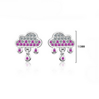 1 Pair Lady Modern Style Sweet Clouds Water Droplets Inlay Copper Rhinestones Ear Studs main image 2