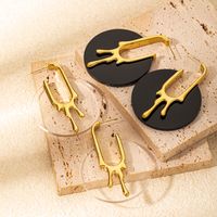 1 Pair Casual Simple Style Commute Round 304 Stainless Steel Arylic Gold Plated Ear Studs main image 1