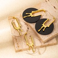 1 Pair Casual Simple Style Commute Round 304 Stainless Steel Arylic Gold Plated Ear Studs main image 6