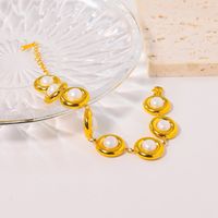 Titan Stahl 18 Karat Vergoldet Einfacher Stil Klassischer Stil Überzug Inlay Einfarbig Perle Armbänder main image 5