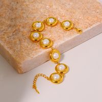 Titan Stahl 18 Karat Vergoldet Einfacher Stil Klassischer Stil Überzug Inlay Einfarbig Perle Armbänder main image 4