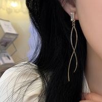 1 Pair Casual Elegant Simple Style Rectangle Inlay Alloy Artificial Rhinestones Gold Plated Drop Earrings main image 4
