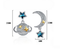 1 Paire Dame Style Moderne Style Classique Star Lune Incruster Le Cuivre Zircon Boucles D'Oreilles main image 2