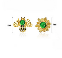 1 Pair Lady Modern Style Classic Style Sun Bee Inlay Copper Zircon Ear Studs main image 2