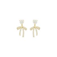 1 Pair Fairy Style Elegant Lady Bow Knot Plating Inlay Sterling Silver Zircon 14K Gold Plated Ear Studs main image 6