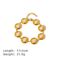 Titanium Steel 18K Gold Plated Simple Style Classic Style Plating Inlay Solid Color Pearl Bracelets sku image 1