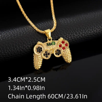 Wholesale Jewelry Hip-Hop Punk Gamepad 304 Stainless Steel Alloy Zinc Alloy Rhinestones Gold Plated Inlay Pendant Necklace main image 2