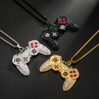 Wholesale Jewelry Hip-Hop Punk Gamepad 304 Stainless Steel Alloy Zinc Alloy Rhinestones Gold Plated Inlay Pendant Necklace main image 3