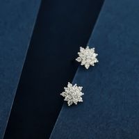 1 Pair Elegant Lady Flower Lotus Plating Inlay Sterling Silver Zircon 14K Gold Plated Ear Studs main image 3