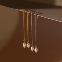 1 Pair Elegant Shiny Geometric Pearl Copper Drop Earrings main image 1