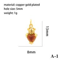 1 Piece 15*15mm 8*13mm Copper Artificial Crystal Zircon 18K Gold Plated Heart Shape Crown Rhombus Polished Pendant main image 2