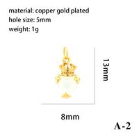 1 Piece 15*15mm 8*13mm Copper Artificial Crystal Zircon 18K Gold Plated Heart Shape Crown Rhombus Polished Pendant sku image 6