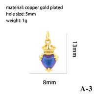 1 Piece 15*15mm 8*13mm Copper Artificial Crystal Zircon 18K Gold Plated Heart Shape Crown Rhombus Polished Pendant sku image 7