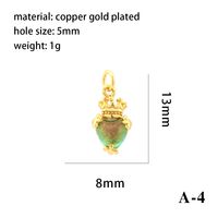 1 Piece 15*15mm 8*13mm Copper Artificial Crystal Zircon 18K Gold Plated Heart Shape Crown Rhombus Polished Pendant sku image 8