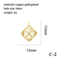 1 Piece 15*15mm 8*13mm Copper Artificial Crystal Zircon 18K Gold Plated Heart Shape Crown Rhombus Polished Pendant sku image 14