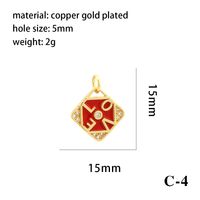 1 Piece 15*15mm 8*13mm Copper Artificial Crystal Zircon 18K Gold Plated Heart Shape Crown Rhombus Polished Pendant sku image 16