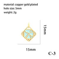 1 Piece 15*15mm 8*13mm Copper Artificial Crystal Zircon 18K Gold Plated Heart Shape Crown Rhombus Polished Pendant sku image 15