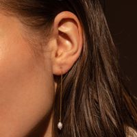 1 Pair Elegant Shiny Geometric Pearl Copper Drop Earrings main image 5