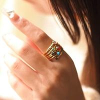 Copper 18K Gold Plated IG Style Chinoiserie Baroque Style Inlay Round Agate Tiger Eye Rings main image 3
