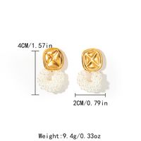1 Pair Elegant Luxurious Romantic Square Pearl Plating 304 Stainless Steel Gold Plated Drop Earrings main image 2