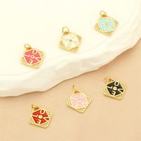 1 Piece 15*15mm 8*13mm Copper Artificial Crystal Zircon 18K Gold Plated Heart Shape Crown Rhombus Polished Pendant main image 6